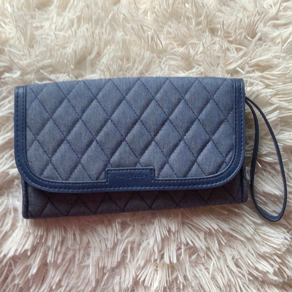 VERA BRADLEY TRIMMED WRISTLET IN blue DENIM - NEW - Picture 3 of 6